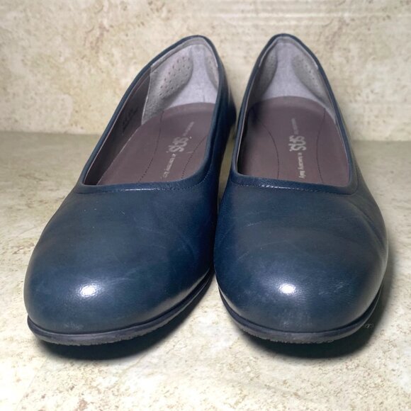 Womens Navy Leather Pumps By SAS Comfort Shoes Career Work Office - Picture 3 of 9